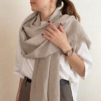 【10%off 2026秋の新作】ベルギーリネンのストール(ナチュラル)