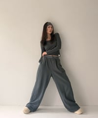 T263-PT02 / embroidery wide sweat pants
