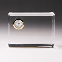 （sc-dt6）名入れ彫刻 クリスタルガラス盾 時計付き 100x135x35mm