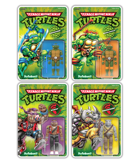 【予約】【送料無料】リ・アクション+/ TMNT ティーンエイジ・ミュータント・ニンジャ・タートルズ wave 2: ロックステディ　［スーパー7］