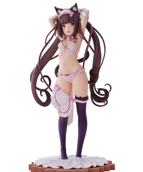 【予約】ショコラ〜着替えのひと時〜　1/7　塗装済み完成PVCフィギュア　ネコぱら　［PLUM］