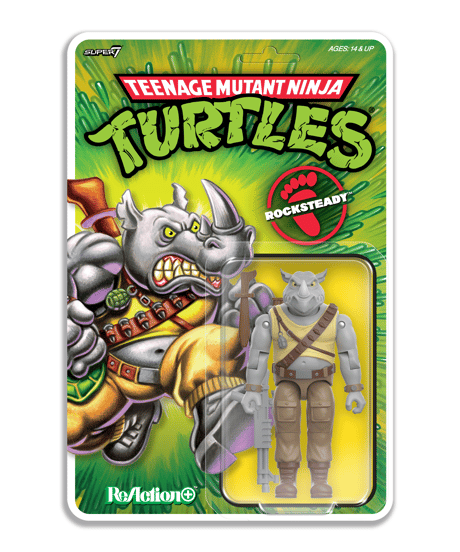 【予約】【送料無料】リ・アクション+/ TMNT ティーンエイジ・ミュータント・ニンジャ・タートルズ wave 2: ロックステディ　［スーパー7］