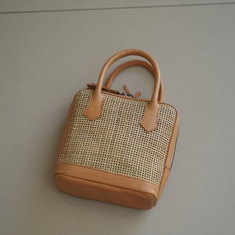 【Leather Rattan Cube】hand Bag
