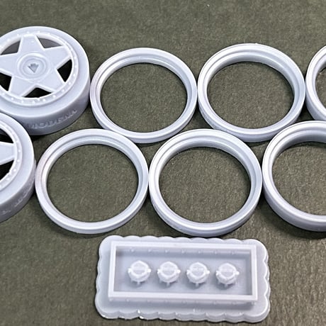 NEW!　PA103　17インチ MODENAホイール（ピン式）  ケイSTYLE!　THEストリートシリーズ　1/24scale　カーモデル用　1台分　3Dプリント　レジン製