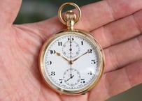 BB-46B  オメガ  クロノグラフ懐中時計　OMEGA　Chronograph　Cal.18.CHRO　K14イエローゴールド（14KYG）