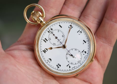 BB-46B  オメガ  クロノグラフ懐中時計　OMEGA　Chronograph　Cal.18.CHRO　K14イエローゴールド（14KYG）