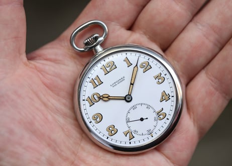 BB-22B  ロンジン　LONGINES　Cal.37.93　ポーセリンダイヤル　懐中時計