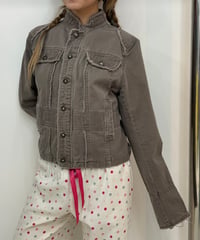 vintage frayed denim trucker jacket