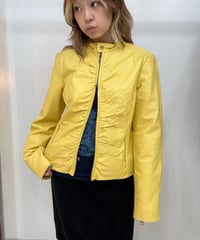 vintage yellow zipup leather jacket