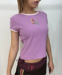 vintage butterfly printed ringer TEE