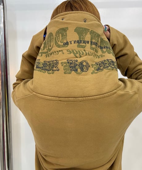 vintage camel brown graphic hooded jacket