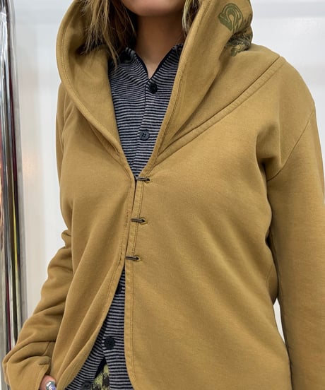 vintage camel brown graphic hooded jacket