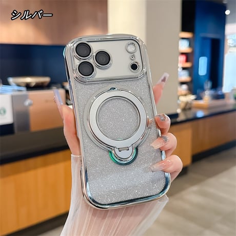 【カメラフィルム付き】くびれ iphone17e/16e クリア ケース スタンド付き magsafe対応 iphone17/16 ケース キラキラ R491