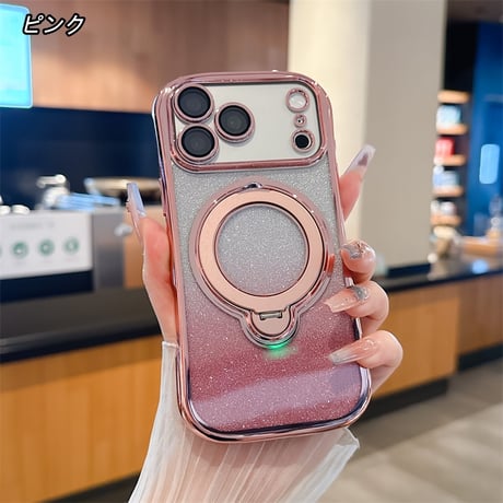 【カメラフィルム付き】くびれ iphone17e/16e クリア ケース スタンド付き magsafe対応 iphone17/16 ケース キラキラ R491