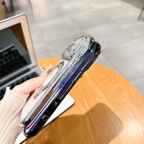 【カメラフィルム付き】くびれ iphone17e/16e クリア ケース スタンド付き magsafe対応 iphone17/16 ケース キラキラ R491