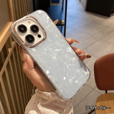 iphone18pro/17pro/16 ケース キラキラ iphone17 ケース かわいい シェル柄 【プレゼントでカメラ保護リング付き】 R152