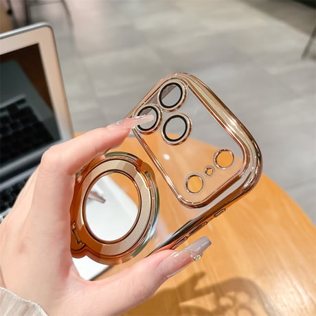 【カメラフィルム付き】くびれ iphone17e/16e クリア ケース スタンド付き magsafe対応 iphone17/16 ケース キラキラ R491