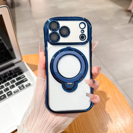 【カメラフィルム付き】くびれ iphone17e/16e クリア ケース スタンド付き magsafe対応 iphone17/16 ケース キラキラ R491
