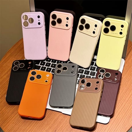 シリコン iphone17/17pro ケース 縦ラインデザイン スマホ ケース カメラ 保護 R500