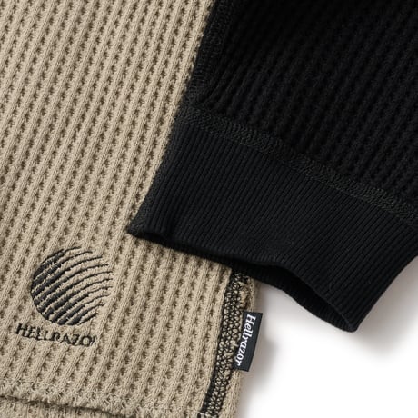 HELLRAZOR WAFFLE LS SHIRT Black / Army Green