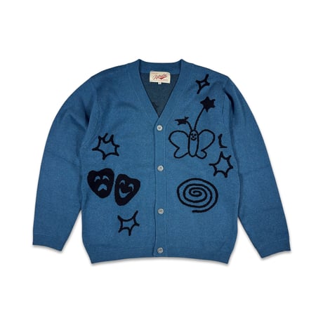 坩堝 JACQUARD ART CARDIGAN（RUTSUBO × aimi odawara）Blue Ash