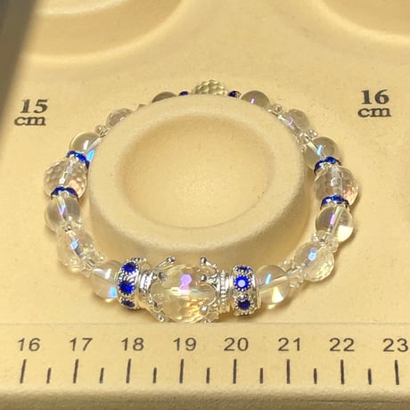 コスモオーラ デザイン 天然石ブレスレット ブルー ロンデル