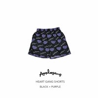 APPLEGANG バスパン　 HEART GANG SHORTS ブラック × パープル　※Mサイズまで