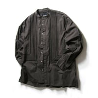 Pheeta × UNITED ARROWS ／ フィータ　オーガニックコットン ブザムシャツ インド製 バンドカラー シャツ ブラウン ｜ オールシーズン　（No.380320）