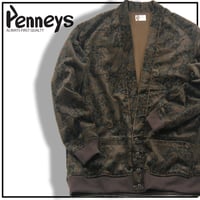PENNEYS ／ ペニーズ　ペイズリー コーデュロイ カーディガン 日本製 ブルゾン アウター 60年代 ヴィンテージ ブラウン ｜ 秋冬