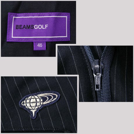 BEAMS GOLF PURPLE LABEL ／ ビームスゴルフ　ストライプ ジャージ スラックス ストレッチ パンツ ゴルフパンツ ネイビー ｜ 春夏　（No.331817）