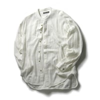 BEAMS LIGHTS ／ ビームスライツ　ダブルガーゼ バンドカラー シャツ インド製 オフホワイト ｜ オールシーズン