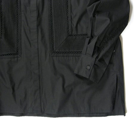 Pheeta × UNITED ARROWS ／ フィータ　オーガニックコットン ブザムシャツ インド製 バンドカラー シャツ ブラック ｜ オールシーズン　（No.380321）