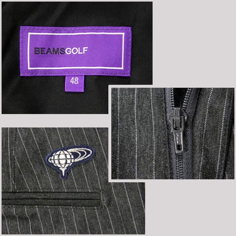 BEAMS GOLF PURPLE LABEL ／ ビームスゴルフ　ストライプ ジャージ スラックス ストレッチ パンツ ゴルフパンツ チャコールグレー ｜ 春夏　（No.331818）