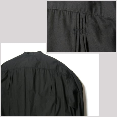 Pheeta × UNITED ARROWS ／ フィータ　オーガニックコットン ブザムシャツ インド製 バンドカラー シャツ ブラック ｜ オールシーズン　（No.380321）