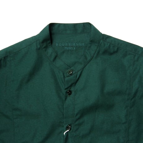 BOURRIENNE ParisX × LAND OF TOMORROW ／ ブリエンヌ パリ ディス　ビブヨークシャツ バンドカラー ロング シャツ グリーン ｜ 春 秋冬
