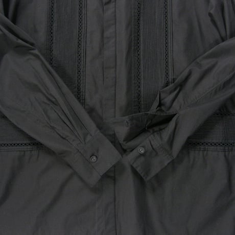 Pheeta × UNITED ARROWS ／ フィータ　オーガニックコットン ブザムシャツ インド製 バンドカラー シャツ ブラック ｜ オールシーズン　（No.380321）