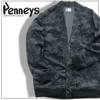PENNEYS ／ ペニーズ　ペイズリー コーデュロイ カーディガン 日本製 ブルゾン アウター 60年代 ヴィンテージ ネイビー｜ 春 秋冬
