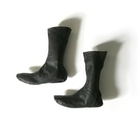 GUIDI ／ グイディ　レザー ソックス イタリア製 天然皮革 靴下 ブラック ｜ オールシーズン