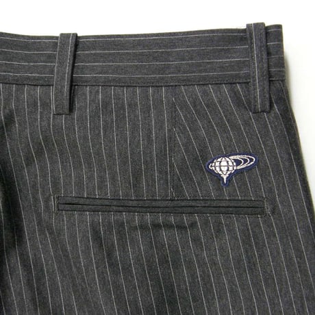 BEAMS GOLF PURPLE LABEL ／ ビームスゴルフ　ストライプ ジャージ スラックス ストレッチ パンツ ゴルフパンツ チャコールグレー ｜ 春夏　（No.331818）