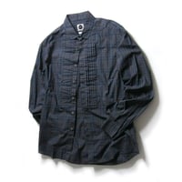 Bagutta ／ バグッタ　プリーテッドブザム 長袖シャツ イタリア製 チェック柄 ネイビー ｜ 春 秋冬　（No.281770）