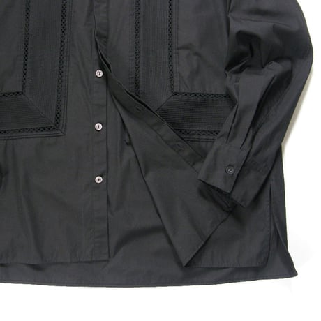 Pheeta × UNITED ARROWS ／ フィータ　オーガニックコットン ブザムシャツ インド製 バンドカラー シャツ ブラック ｜ オールシーズン　（No.380321）