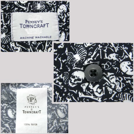 TOWNCRAFT ／ タウンクラフト　レーヨン ボウリングシャツ オープンカラー 半袖シャツ スカル ドクロ ｜ 春夏　（No.380304）