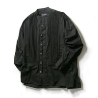 Pheeta × UNITED ARROWS ／ フィータ　オーガニックコットン ブザムシャツ インド製 バンドカラー シャツ ブラック ｜ オールシーズン　（No.380321）