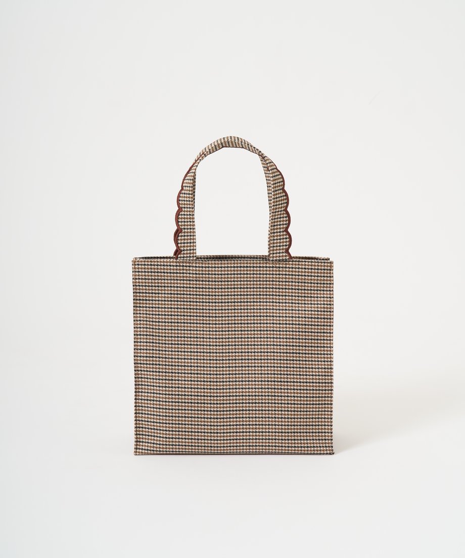 Fleur tote （square small）Brown Houndstooth | elu