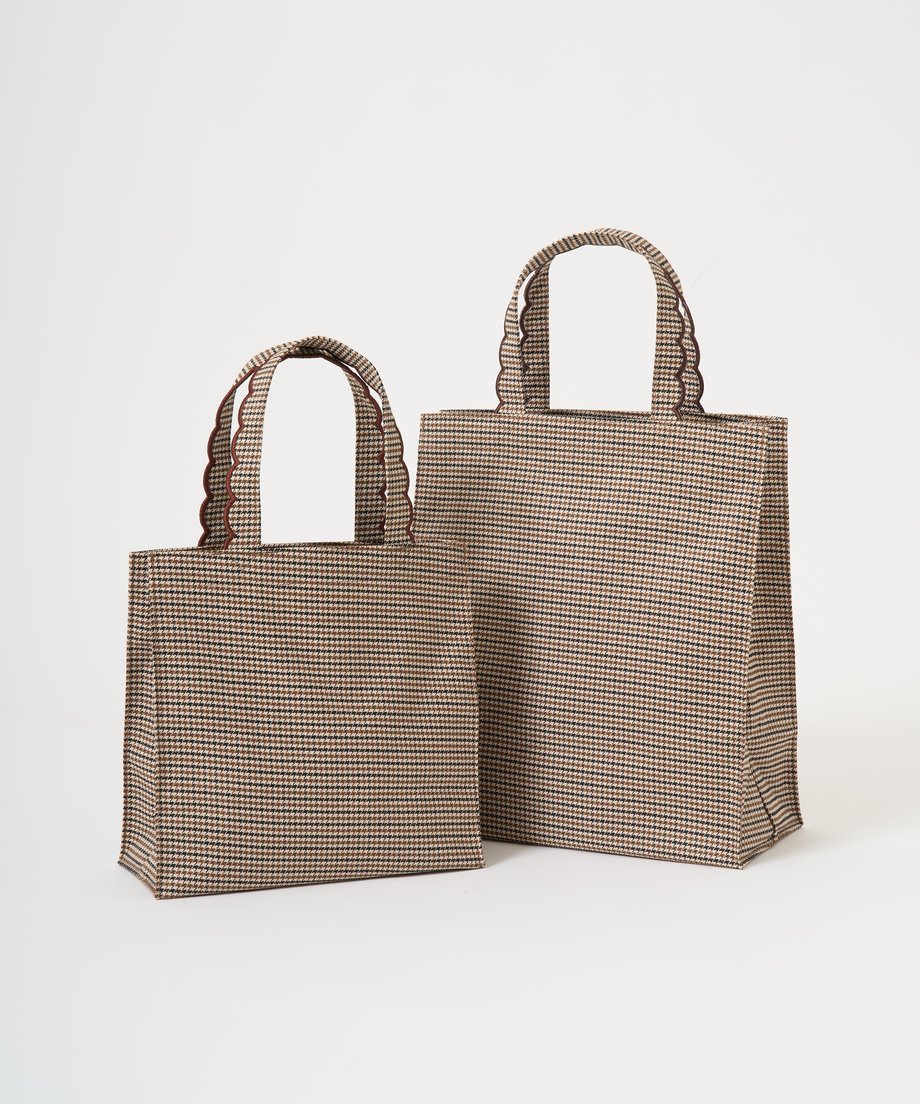 Fleur tote （square small）Brown Houndstooth | elu