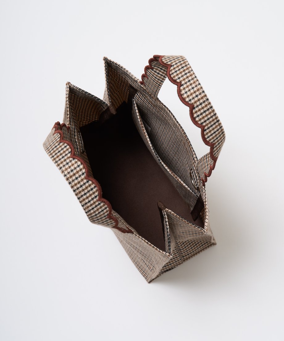 Fleur tote （square small）Brown Houndstooth | elu