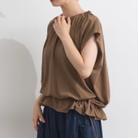 【汗ジミ防止天竺】 襟ぐりシャーリングフレンチ Tシャツ