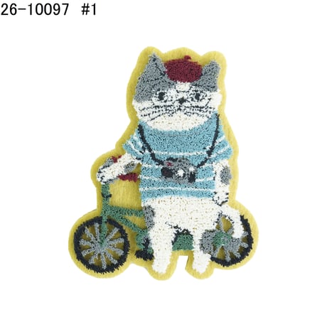 26-10097　モコモコブラシ刺繍のブローチ　シナモン