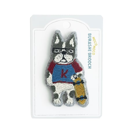 26-10096　モコモコブラシ刺繍のブローチ　パウロ