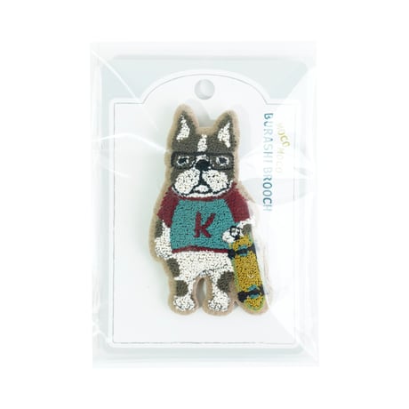 26-10096　モコモコブラシ刺繍のブローチ　パウロ